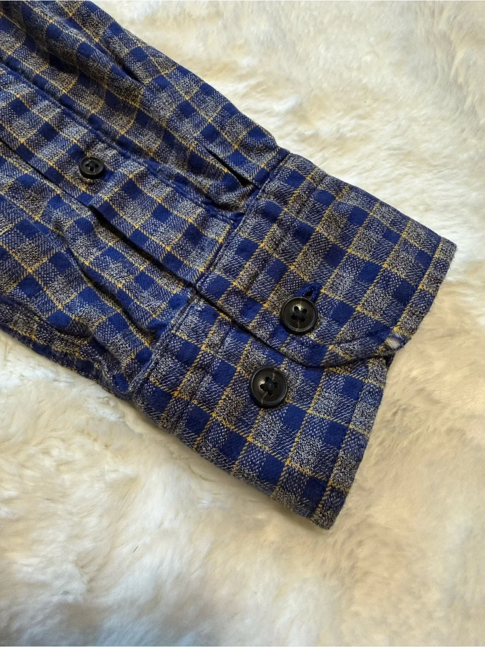 Banana Republic Luxe Flannel Shirt Men's Medium M Camden Fit Blue Plaid
